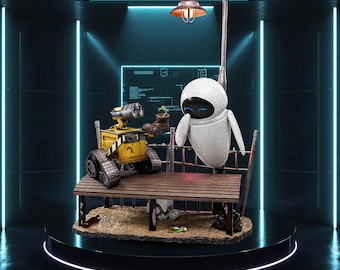 Robot Couple STL Diorama for 3D Printing