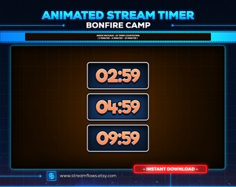 Bonfire Camp Animated Stream Timer Countdown: Cyberpunk Webm Pack