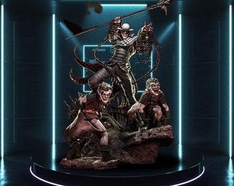 Legendary dark warrior STL Statue + Bust | 1/6 Scale Fanart 3D Print File | Pre-Supported + No Support Diorama Model