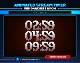 Red Darkness Room Animated Stream Timer: Cyberpunk Countdown (Digital Download)