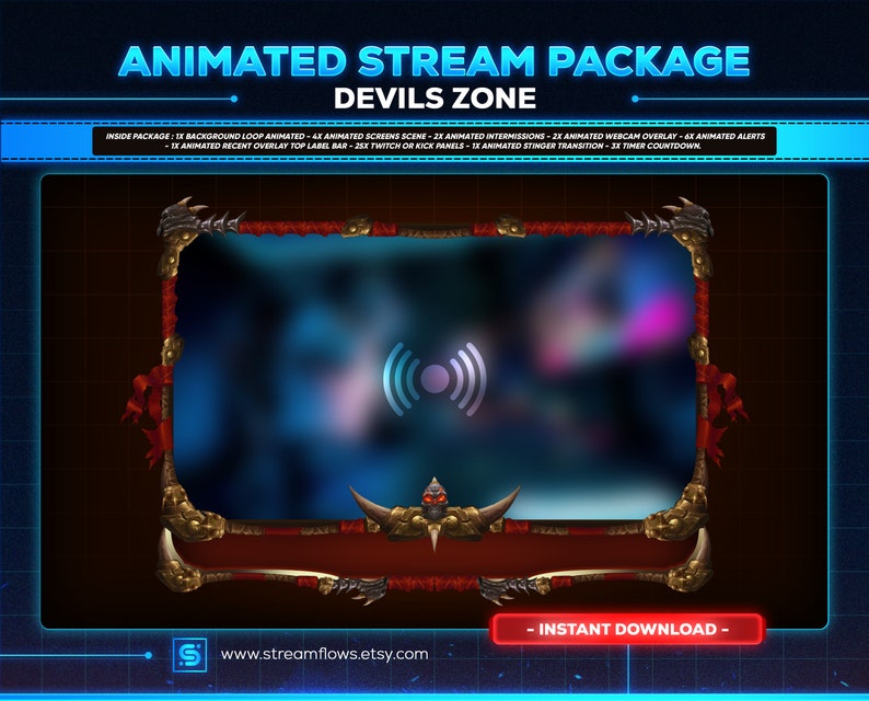 Devil Rings Overlay Demonic Fantasy Animated Stream Overlay Package, Devils Zone (digital ...