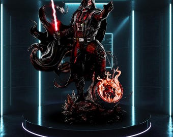 ダース・ベイダー STL スタチュー + バスト | 1/6 スケール ファンアート 3D プリント ファイル | 破損したヘルメットのバスト STL (サポートなし)