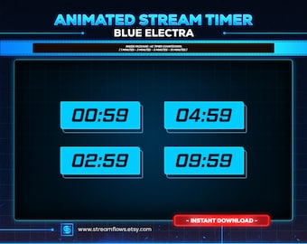 Compte à rebours de la minuterie de diffusion animée Blue Electra : pack Cyberpunk Webm