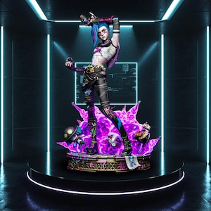 Jinx LoL Fanart 3D STL Statue: Arcane Rebel with Blaster (Digital Download)