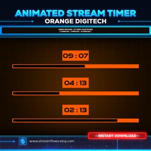 Orange Digitech Animated Stream Timer: Cyberpunk Countdown (Digital Download)