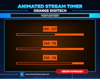 Orange Digitech Animated Stream Timer: Cyberpunk Countdown (Digital Download)