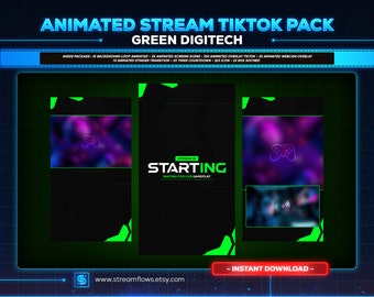 Green Digitech Animated Stream Package | TikTok Live Overlays (Digital Download)
