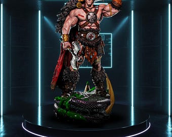 Mythic Barbarian Warrior STL Statue + Bust for 3D Printing
