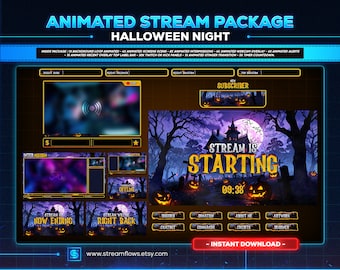Animated Halloween Stream Overlay Package: Spooky Twitch/OBS Scenes (Digital Download)
