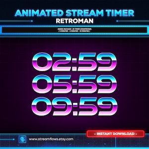 Retroman Animated Stream Timer Countdown: Cyberpunk Webm Pack