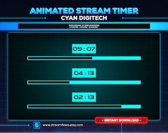 Minuteur de diffusion animée Cyan Digitech : compte à rebours Cyberpunk (téléchargement numérique)
