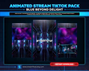 アニメーションサイバーパンクTikTokストリームオーバーレイパッケージ（デジタルダウンロード）