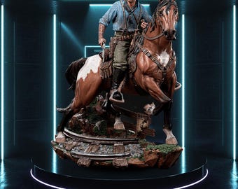 Wild West Outlaw Gunslinger STL Statue + Bust for 3D Printing