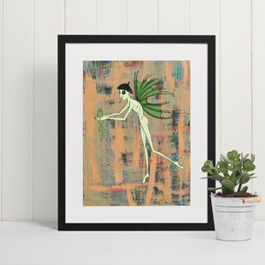 Whimsical Dark Fairy Digital Print | Surreal Fantasy Illustration | Strange & Ethereal Creature Fish Artwork | Unique Fairycore Wall Decor