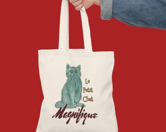 Chic Cat Lover's Tote | Le Petit Chat Magnifique | Stylish Parisian-inspired Eco-Friendly Shopping Bag