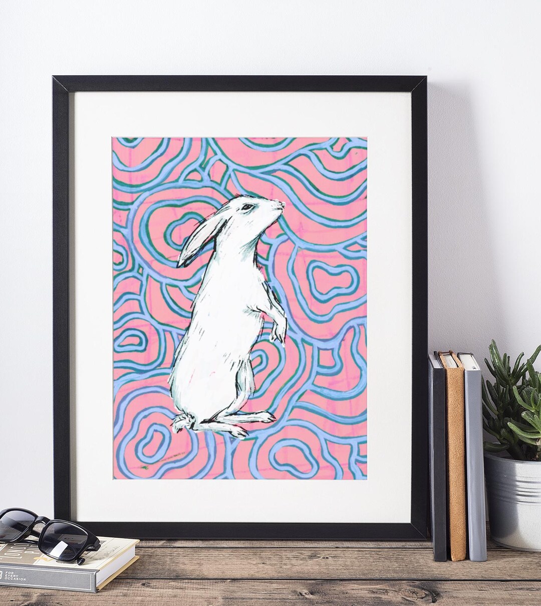 Psychadelic Rabbit Psychedelic Rabbit Art Print | Bunny Wall Art | Colorful Abstract ...
