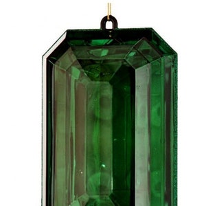 9 Green Acrylic Emerald Cut Precious Gem Ornament, Christmas ornament, Diamond Jewel decoration, Rectangle Jewel Ornament, plastic ornament image 1