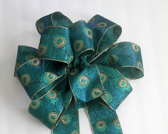 Christmas Peacock bow for wreaths, holiday bows, xmas bows, wedding bows, holiday decor, christmas decoration