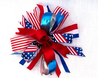 Fourth of July Wreath Bow, Lantern Bow, Patriotic Bow, Patriotic Lantern Bow, Summer Bow, 4th of July, USA bow, Front Door Bow, Decor bow