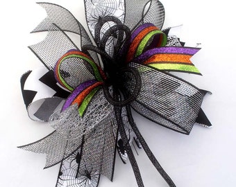 Whimsical Halloween spider bow for wreaths, mantle bow, lantern bows, holiday bows, ribbons, wedding bows, holiday decor, Halloween decor