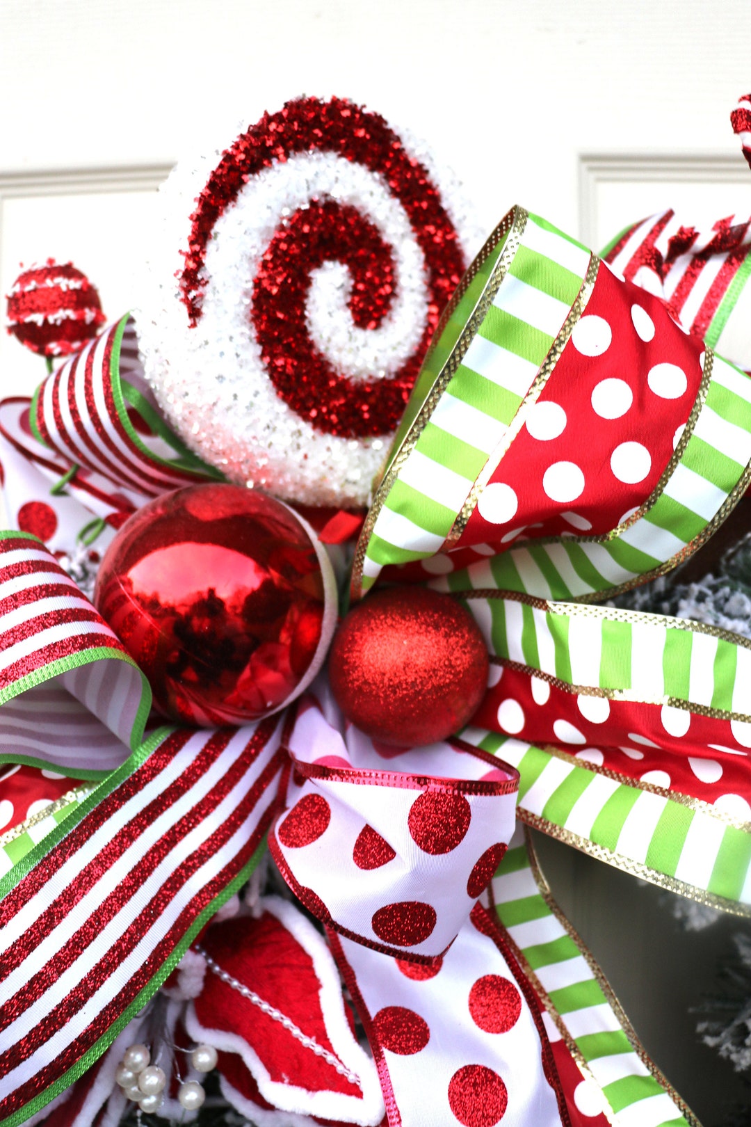 Christmas Wreath Holiday Wreath Peppermint Wreath Christmas Etsy