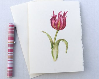 Tulips Note Cards, Floral Stationery Set, Strathmore Paper (Set of 6)
