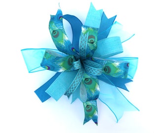Peacock bow for wreaths, holiday bows, everyday, wedding bows, holiday decor, year round decoration, swag bows, hand tied bows