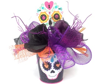 Sugar Skull, Sugar skull Halloween Arrangement, Home decor, halloween decoration, day of the dead, party decorations