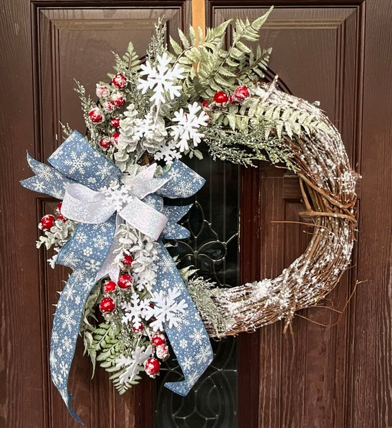 Peacock Wreath, Christmas Wreath for Front Door, Elegant Christmas , Modern  Christmas Door Hanger, Merry Christmas Wreath, 24 Inch 