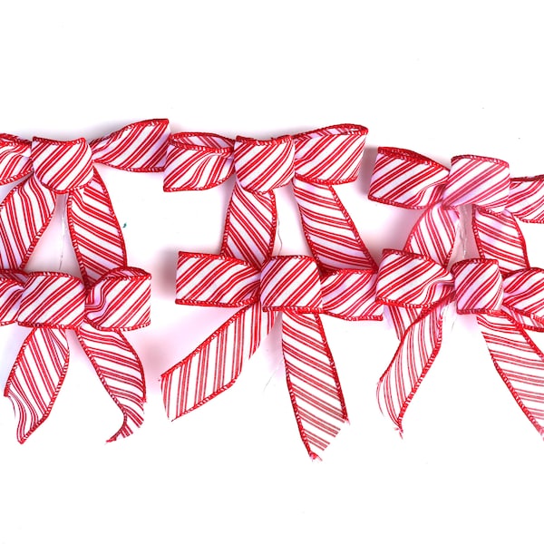 Christmas Tree Bows, Peppermint small bow set , holiday bows, wedding bows, holiday decor, christmas decoration, swag bows, hand tied bows