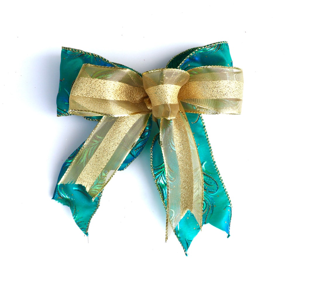 Christmas Tree Bows, Peacock Small Bow Set , Holiday Bows, Wedding Bows
