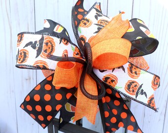 Festive Halloween Pumpkin Bow, Wreath or Lantern Decor