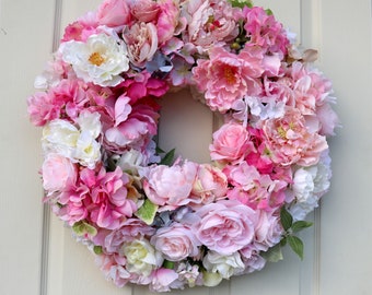 Extra Large Peony and Roses wreath for front door, large wreath, wreathe, Summer Wreath, gift for Mom, wedding wreath, Mother's Day gift