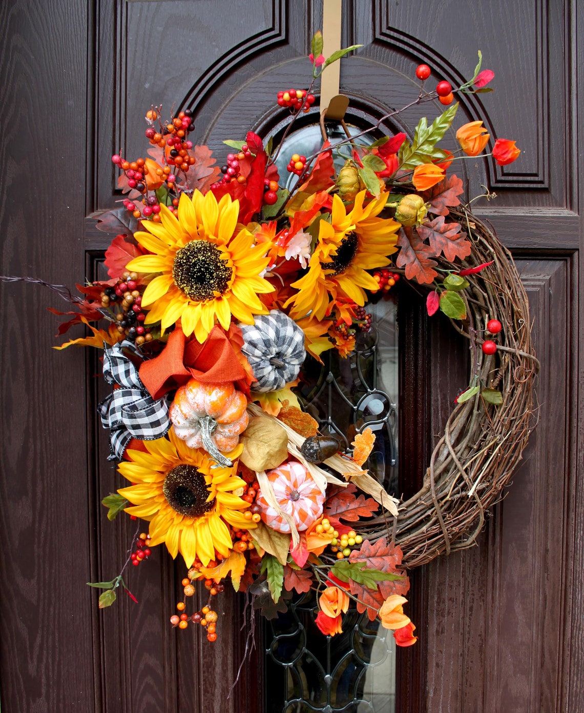 Farmhouse fall wreaths wreath for front door door hanger | Etsy