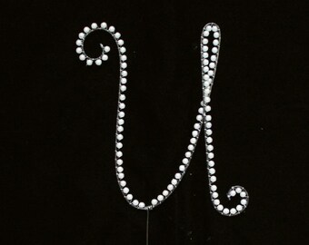 U Pearl Monogram Cake Topper (All Letters Available)