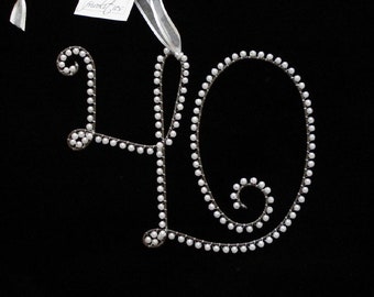 Pearl 40 Anniversary or Birthday Ornament (All Letters Available)
