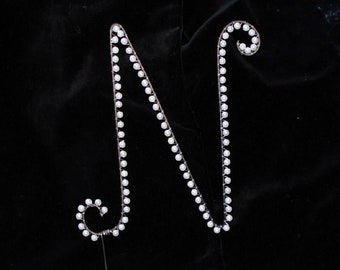 N Monogram Cake Topper Pearl Letter (All Letters Available)