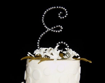 E Pearl Monogram Wedding Cake Topper (All Letters Available)
