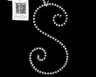 S Monogram Pearl Letter Initial Ornament (All Letters Available)