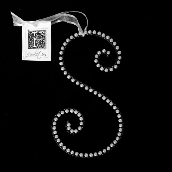 S Monogram Pearl Letter Initial Ornament (All Letters Available)
