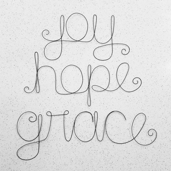Joy Hope Grace Wire Word Wall Hanging Art