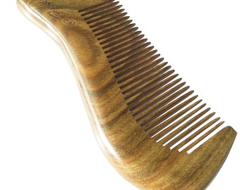 Fedol Aromatic Green Sandalwood Comb for Curly / Wavy Hair. Anti Static Wooden Comb. 4 3/4 x 2 Inches, Free Gift Bag.