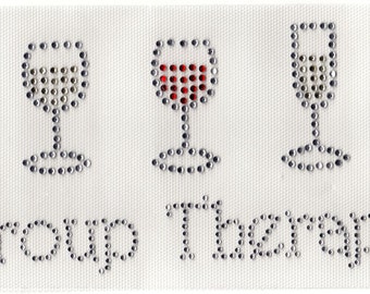 Rhinestone Iron On Transfer Group Therapy / wine glass