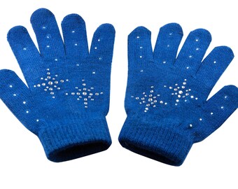 Details about   Girl Boy Skating Gloves Magic Stretch Gloves With Clear Rhinestone Snowflake 