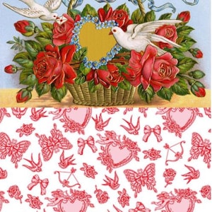 Vintage Hearts by Dixie Belle - Belles and Whistles A3 decoupage paper