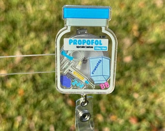 Propofol Shaker Badge Reel • Medical Anesthesia Vial ID Clip
