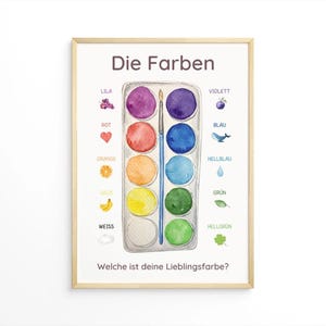 Póster de aprendizaje de colores: decoración de pared para la habitación infantil.