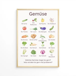 Poster didattico sulle verdure per bambini - decorazione per la cucina dei bambini