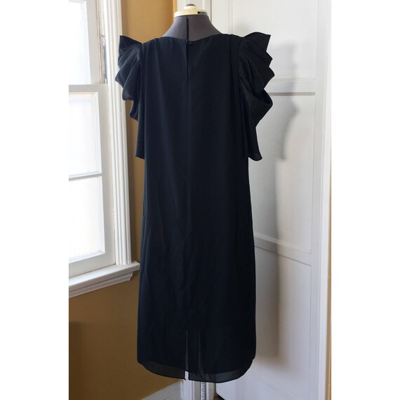 80s black evening dress.  Gathered, draped, leg o… - image 4