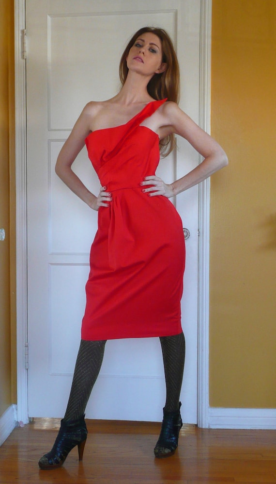 fire engine red dress Vintage Marilyn Monroe Cheesecake Pinup Fire Engine Red Dress